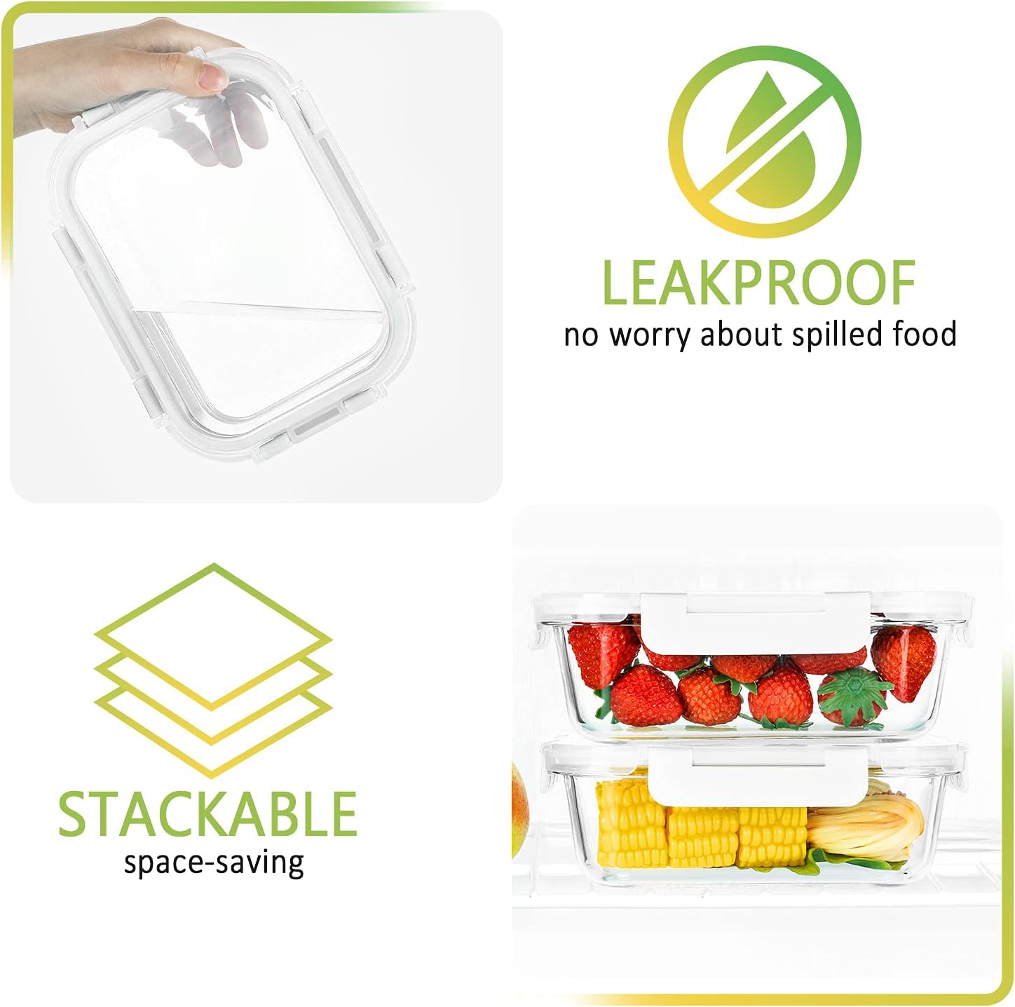 Glass Meal Prep Containers, Glass Food Storage Containers with lids, Lunch Containers -Pack of 10 (22 oz) Glass Meal Prep Containers, Glass Food Storage Containers with lids, Lunch Containers -Pack of 10 (22 oz)